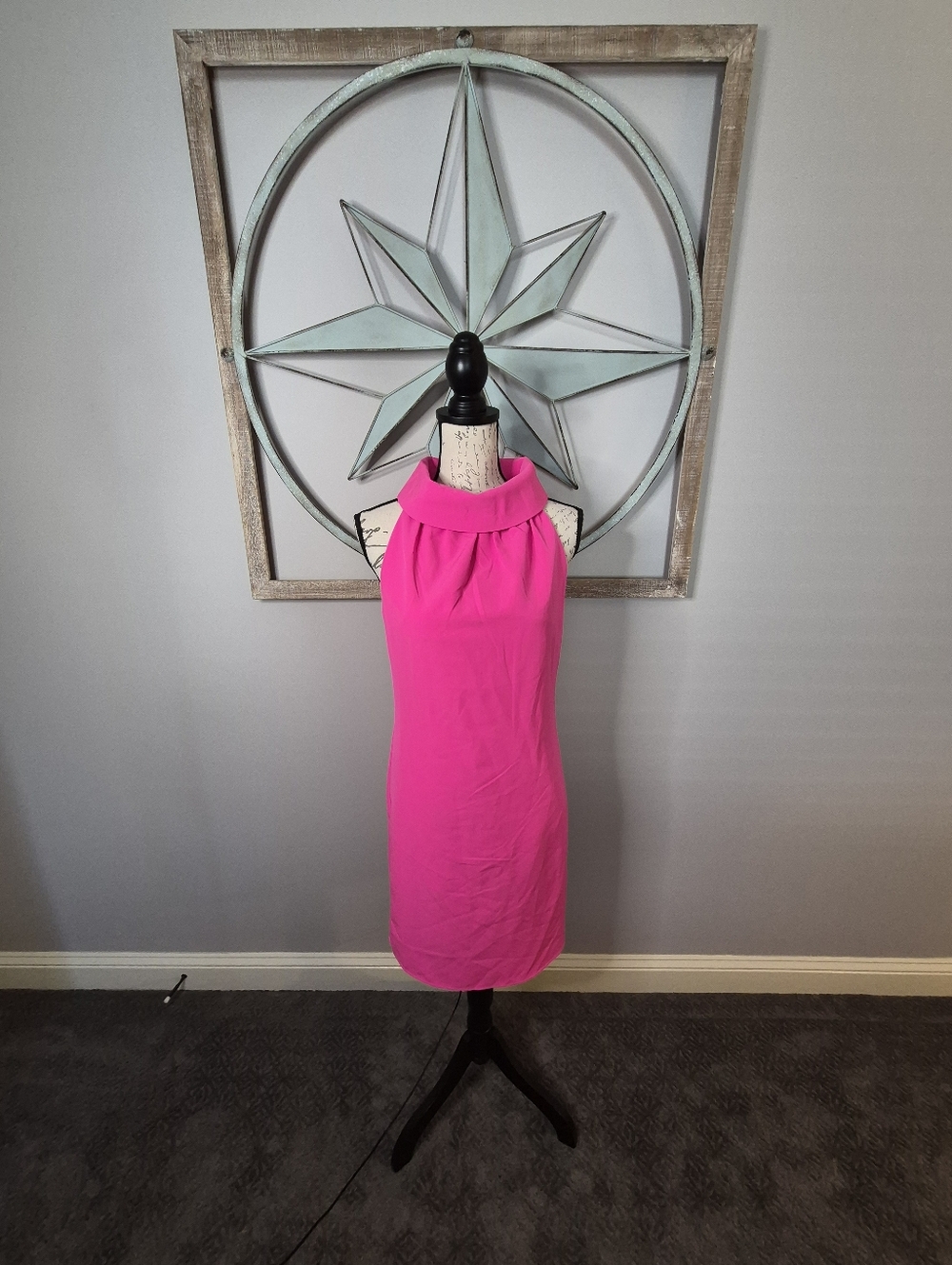 NWT Sail to Sable (STS) Hydra Cowl Neck Sheath Dress Hot Pink - XS
